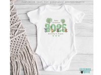 Born in 2025 welcome to the world personalised baby bodysuit, Going home outfit, custom pregnancy announcement, Newborn Aussie photo reveal