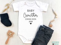 Coming Soon pregnancy announcement, Personalised newborn baby reveal onesie