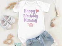 Happy Birthday personalised name baby bodysuit
