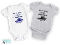 We're going to need a bigger boat baby bodysuit, Funny nautical pregnancy announcement