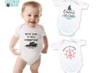 We're going to need a bigger boat baby bodysuit, Funny nautical pregnancy announcement