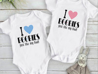 I Love Boobies Just Like my Dad Funny Baby Bodysuit