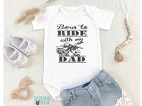 Born to Ride with my Dad motorcycle baby onesie, custom biker kids onesie