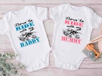 Born to Ride with my Dad motorcycle baby onesie, custom biker kids onesie
