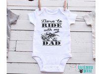 Born to Ride with my Dad motorcycle baby onesie, custom biker kids onesie