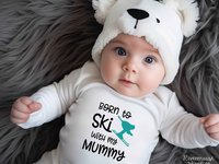 Born to ski with my Daddy snow kids baby bodysuit