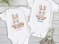 Baby Bunny Personalised Bodysuit, First Easter Rabbit Romper