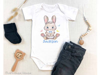 Baby Bunny Personalised Bodysuit, First Easter Rabbit Romper