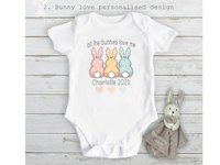 All the bunnies love me personalised baby bodysuit, My 1st Easter bunny butt outfit, Choose from 4 cute designs