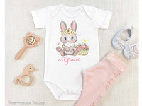 Baby Bunny Personalised Bodysuit, First Easter Rabbit Romper