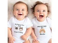 Protected by cats baby bodysuit, Personalised pick your kitty, Choose from 192 cute cat variations
