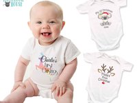 Baby's first Christmas personalised reindeer romper 2024