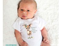 First Christmas baby reindeer personalised bodysuit 2024