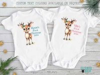 First Christmas baby reindeer personalised bodysuit 2024