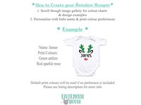 Personalised Christmas baby rudolf reindeer romper first Xmas gift