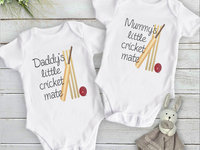Australian Cricket Baby Bodysuit, Mummy + Daddy's Little Cricket Mate