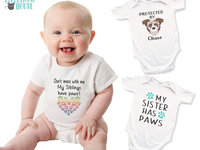 Don't Mess with me My Big Brother, Sister, Siblings have Paws Pet Baby Bodysuit
