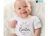 My First Easter personalised baby bodysuit, Custom name 2025 little bunny romper