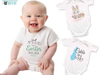 My First Easter personalised baby bodysuit, Custom name 2025 little bunny romper