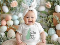 Baby's first Easter 2025 personalised bunny onesie with bubs name & year 