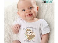 Our First Fathers Day Sloth Baby Bodysuit, 2023 Personalised Gift for Dad