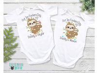 Our First Fathers Day Sloth Baby Bodysuit, 2023 Personalised Gift for Dad