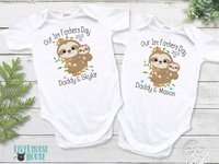 Our First Fathers Day Sloth Baby Bodysuit, 2023 Personalised Gift for Dad