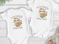 Our First Fathers Day Sloth Baby Bodysuit, 2023 Personalised Gift for Dad