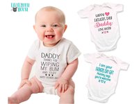 Funny Fathers Day Baby Bodysuit, Daddy Thanks for Wiping my Bum & Stuff