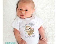 Our First Fathers Day Sloth Baby Bodysuit, 2023 Personalised Gift for Dad