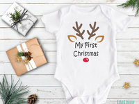 Personalised First Christmas Rudolf Reindeer Baby Bodysuit