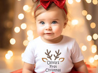 Personalised First Christmas Rudolf Reindeer Baby Bodysuit