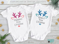 Personalised First Christmas Rudolf Reindeer Baby Bodysuit