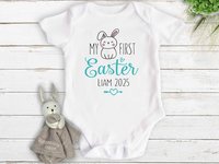 My First Easter personalised baby bodysuit, Custom name 2025 little bunny romper