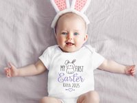 My First Easter personalised baby bodysuit, Custom name 2025 little bunny romper