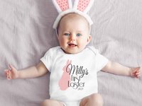 Baby's first Easter 2025 personalised bunny onesie with bubs name & year 