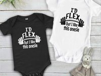 Funny Gym Baby Bodysuit, I'd Flex But I Like This Onesie Work Out Romper