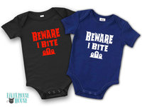 Beware I Bite Funny First Halloween Baby Bodysuit