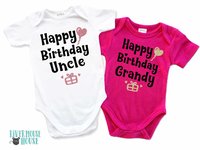 Happy Birthday personalised name baby bodysuit