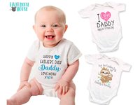Happy first fathers day Daddy baby bodysuit. A custom personalised gift for Dad with love xo