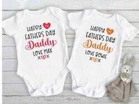 Happy first fathers day Daddy baby bodysuit. A custom personalised gift for Dad with love xo