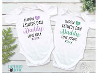 Happy first fathers day Daddy baby bodysuit. A custom personalised gift for Dad with love xo