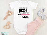 Future Jedi Master personalised baby bodysuit with custom name lightsaber