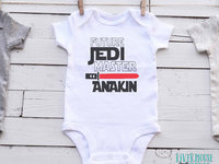 Future Jedi Master personalised baby bodysuit with custom name lightsaber