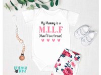 Funny MILF Baby Bodysuit, My Mummy is a M.I.L.F (Mum I'll Love Forever) 