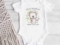 Our First Mothers Day Koala Personalised baby bodysuit, Little aussie gift for Mum & bubs