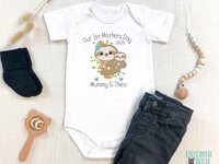 First Mothers Day Sloth Personalised Baby Bodysuit, Mummy & Baby Gift