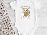 First Mothers Day Sloth Personalised Baby Bodysuit, Mummy & Baby Gift