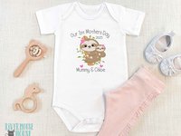First Mothers Day Sloth Personalised Baby Bodysuit, Mummy & Baby Gift