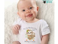 First Mothers Day Sloth Personalised Baby Bodysuit, Mummy & Baby Gift
